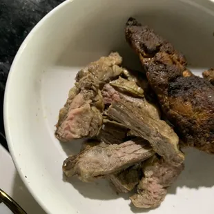 My sad steak that came with my Mediterranean bow.