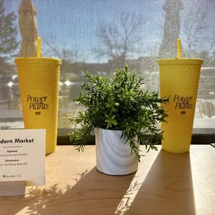 Merch section: Tall cups with lid and straws are stylish!!