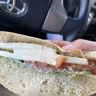 Freezing cold Arugula Mozz sandwich... yummmm :/