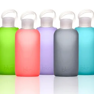 Glass water bottle with silicone cover