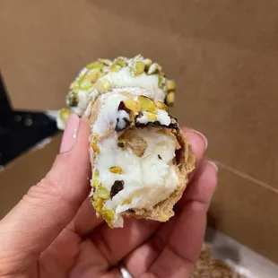 Traditional Cannoli with pistachios
