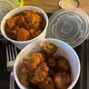 Okra and sweet potatoes