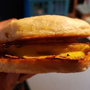 Egg on a roll made vegan w/tofu &amp; cashew cheese ($5). Pretty good. Make sure to get it with veggie sausage.