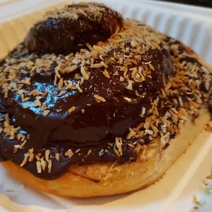 Chocolate-coconut roll ($6), vegan by default. Tasty.