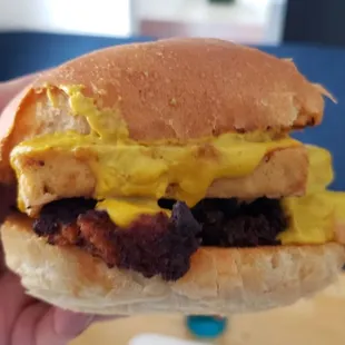 Vegan tofu on a roll w/seitan ($8). Tasty. Liked the way they cooked the seitan, which was slightly charred.