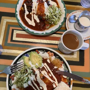 Top is a half size Polenta Ranchero and the bottom one is hashbrowns ranchero. That little blob of cabbage slaw is soooo delicious.