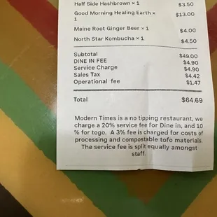 Modern Times cafe is adding illegal fees in violation of Chapter 11, House File 3438