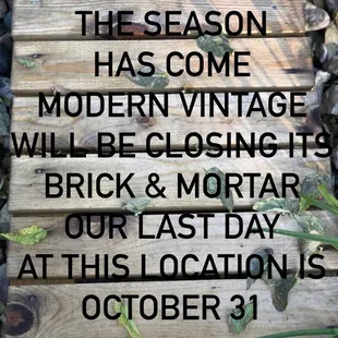 Thanks everyone for your support over the years!! we will miss you! shop online modernvintagenebraska.com