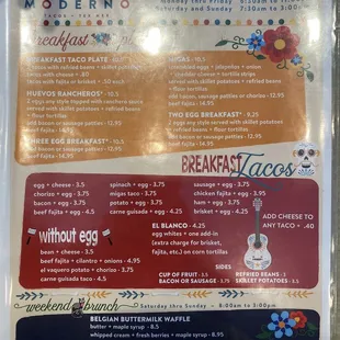 Breakfast menu