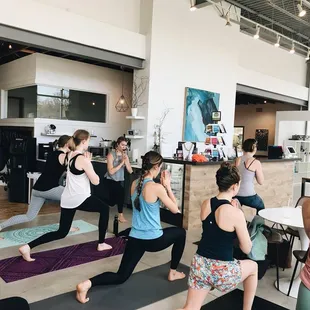Special yoga event in the main co-working space! Our yoga studio downstairs is just as peaceful.