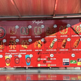 a menu on a food truck