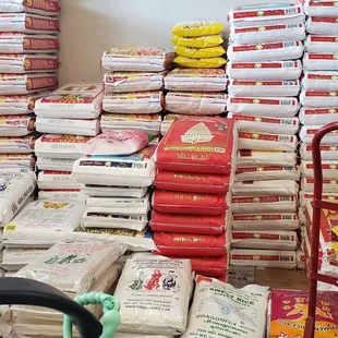 a large stack of food