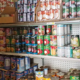 canned food on shelves