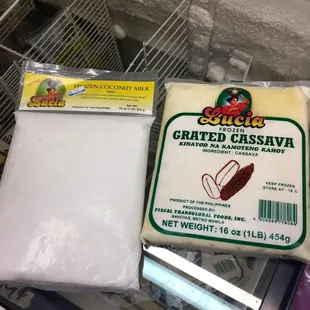Frozen coconut milk, cassava, uba, etc...