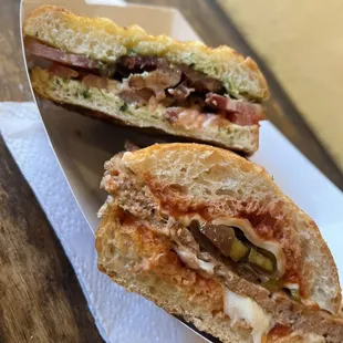 Bacon sandwich and Sausage sandwich