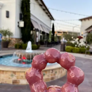 Raspberry mochi donut