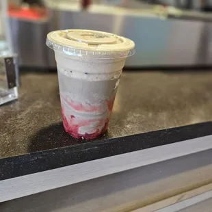 Strawberry Hojicha Soy Latte