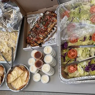 Catering: Chicken Alfredo, garden salad, bruschetta