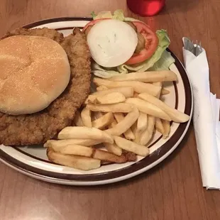 Hand breaded Tenderloin &amp; fries (deluxe on the side)