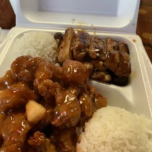 Chicken teriyaki and sweet and sour chicken combo