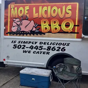 a truck with a sign on the side