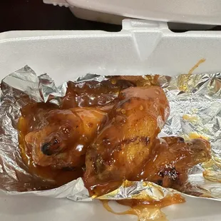 Mango habanero wings or what's left.