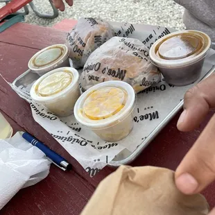 Sandwiches were decently sized but the sides were so small we thought they were containers of sauce. Sad