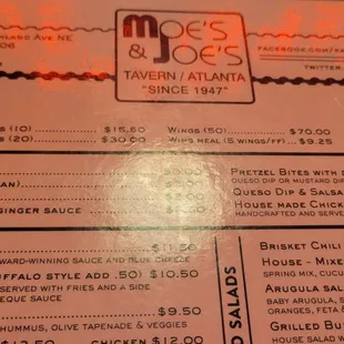 menu