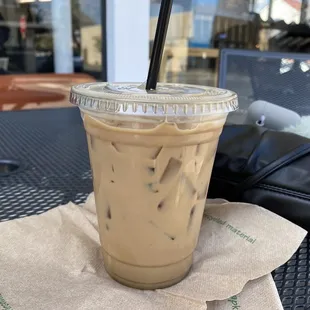 a iced coffee on a table