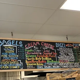 Bagel menu