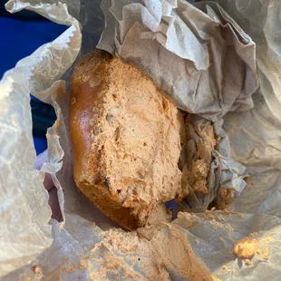 Jalapeño bagel with supposedly jalapeño cream cheese