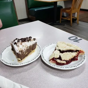PIE'S My Favorite cherry for me and  Chocolate Pie for My husband his favorite these are made in house