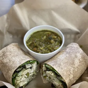 Pesto Chicken Wrap and Persian Bean Soup.