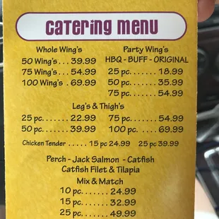 Catering Menu