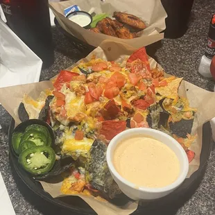 Nachos and Moes wings