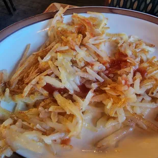 Oil soaked uncooked hashbrowns...