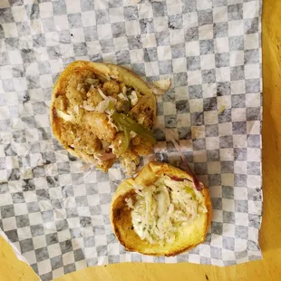 The inside of the Fried shrimp &quot;moe boy&quot;