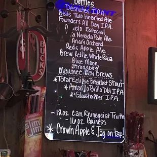 Some of the beer available in this place.