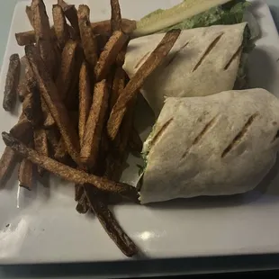 Steak caesar salad wrap. Appreciated that the wrap was grilled.