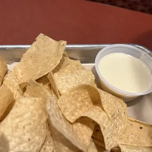 Free Chips for(smoky jalapeño  take note) side of queso!