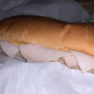 #6 Turkey and cheese, no veggies