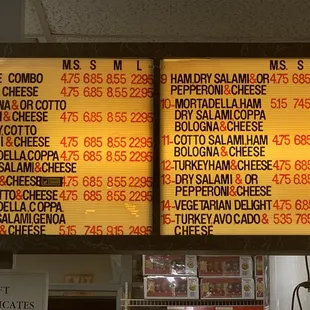 Menu from left to right part 2