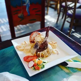  a plate of food on a table