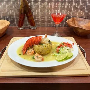  a plate of food on a table