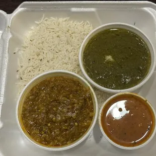 Baingan Bharta, saag, dal