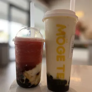 Yogurt strawberry tea, &amp; Coconut pineapple slush