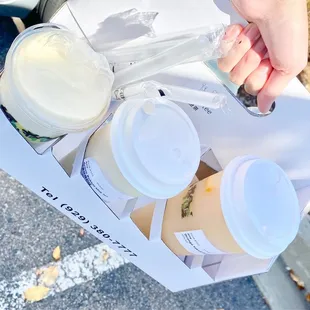 The trustee of all drink holders!  From left to right: Yogurt Avocado Tea in a M size, Green Bubble Milk Tea &amp; Orange Yakult in the L size