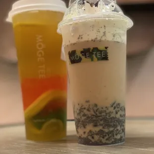 Oreo milk tea and fresh lemon green