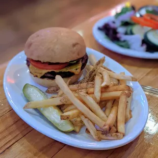 Veggie Burger and pub fries