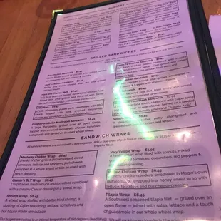 menu